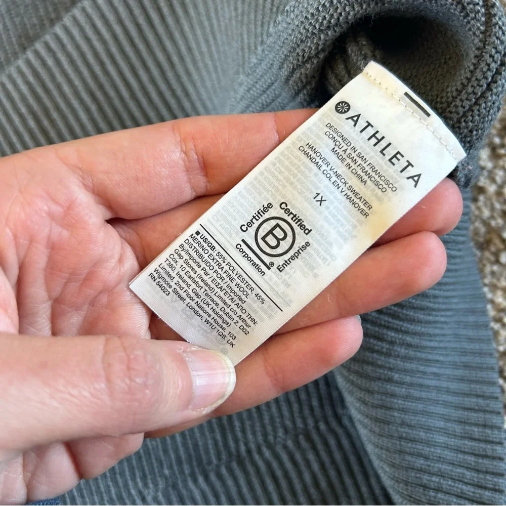 [Athleta] Gray Ribbed Knit Hanover Sweater